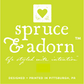 imprinted highlighter green label reading : heart shape, spruce & adorn™, life styled with intention™, imprinted label reading : designed & printed in Pittsburgh, Pa